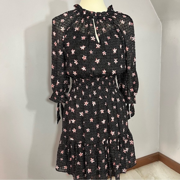 Rebecca Taylor Women’s Maui Clip Floral Dress Black Silk Whimsigoth Dark Romance - Picture 11 of 13